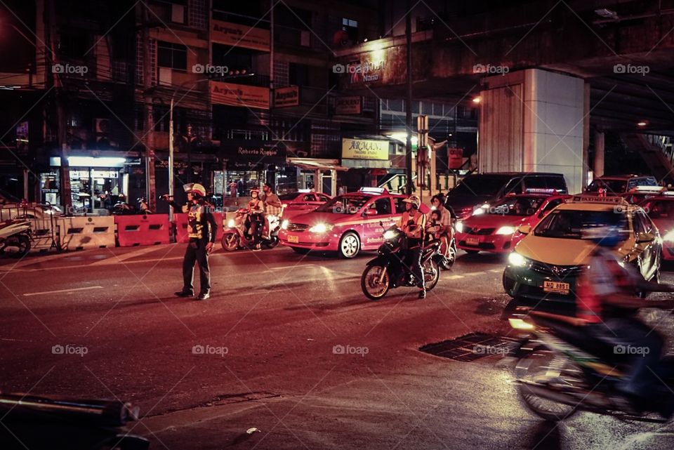 Bangkok traffic junction jam