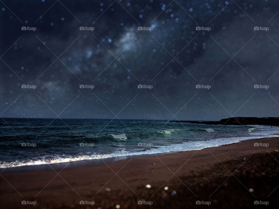 View of a beach at night