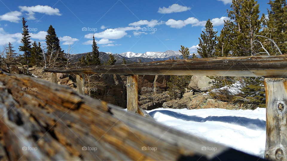 Bridge and Mountains. Hiking at Rocky Mountain National Park