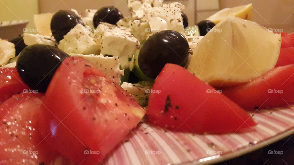 Greek salad close up