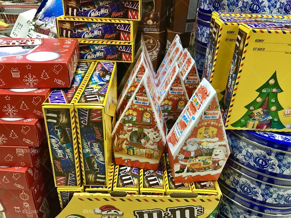 Close-up of chocolates during Christmas