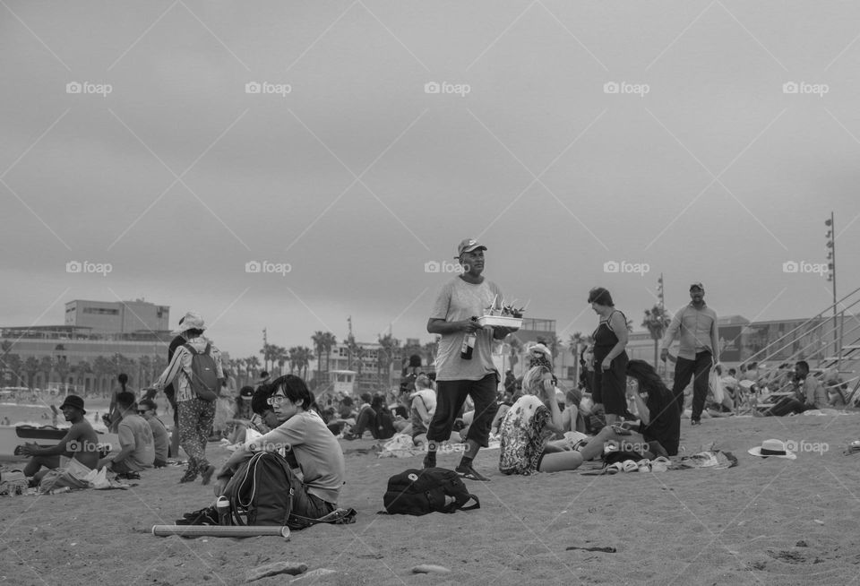 Crowd beach in Spain