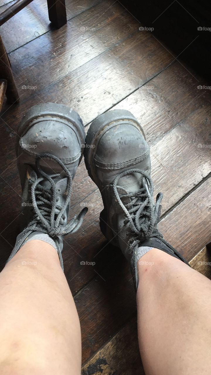 Dirty doc marten work boots after a hard days work! Women who work. Working in style! 