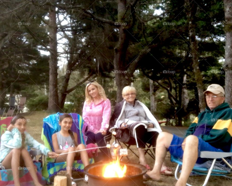 Family camp fire
