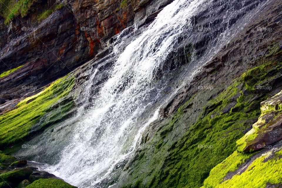 Water flowing through rocks