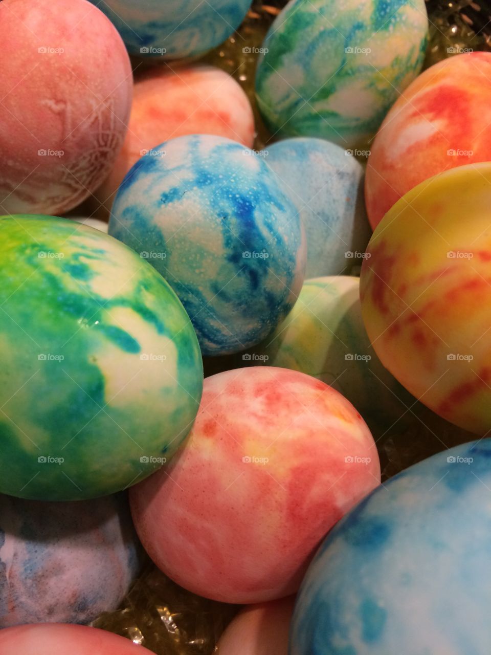 Colorful spring fun tie dyed Easter eggs