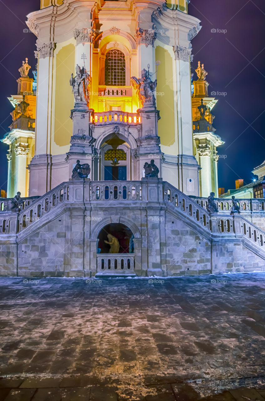 Night Lviv city scene