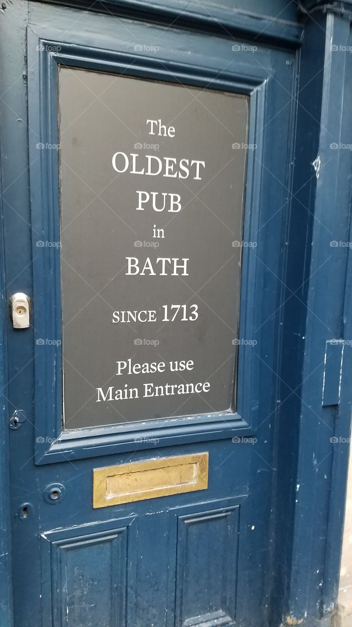 Bath, Somerset, UK Oldest Bar Sign