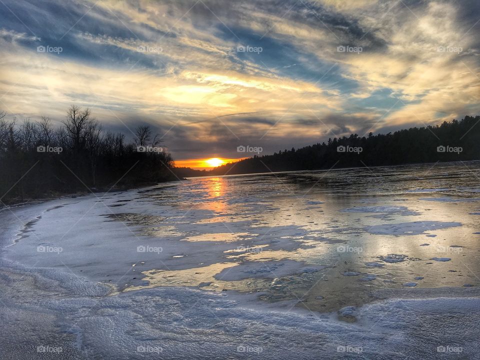 Point au Roche state Park winter scene New York 
