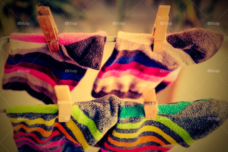 Socks in the clothesline 
