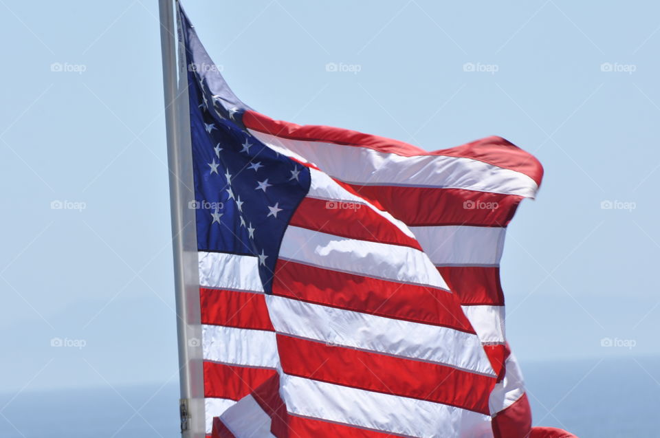 Flying American flag