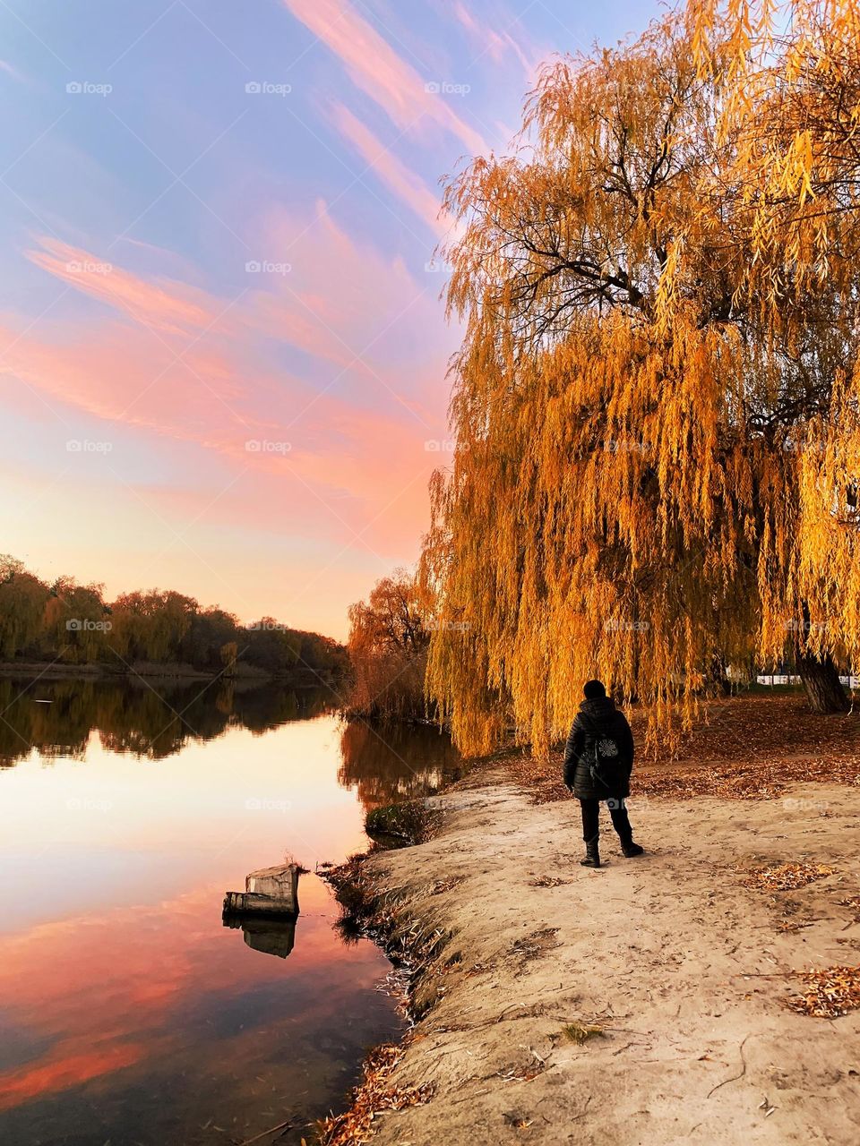 City riverside in autumn 