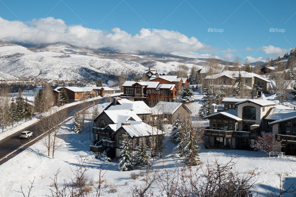 View of houses during winter