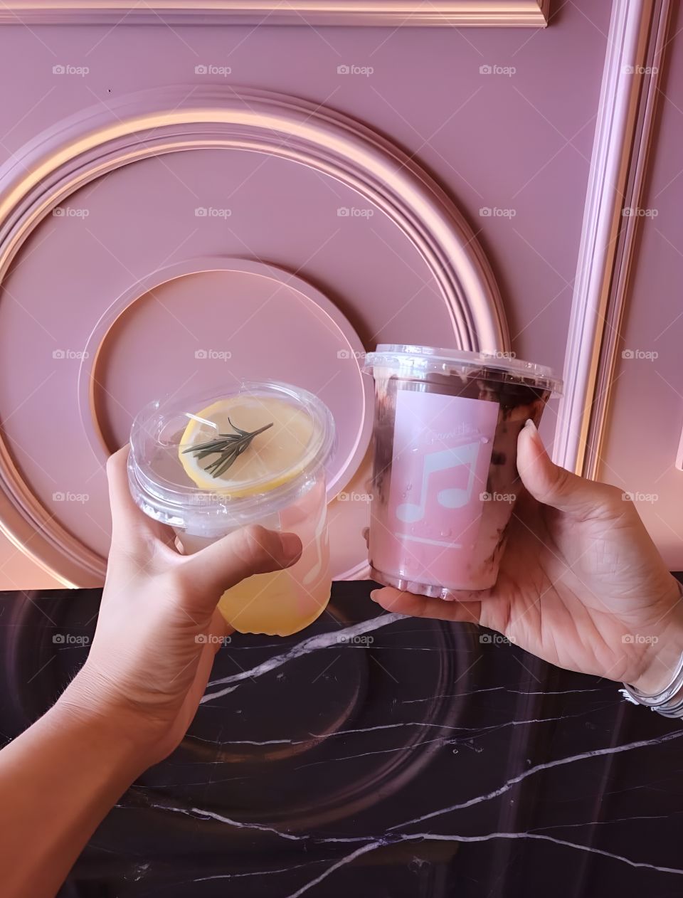 pink cup coffee lemonade