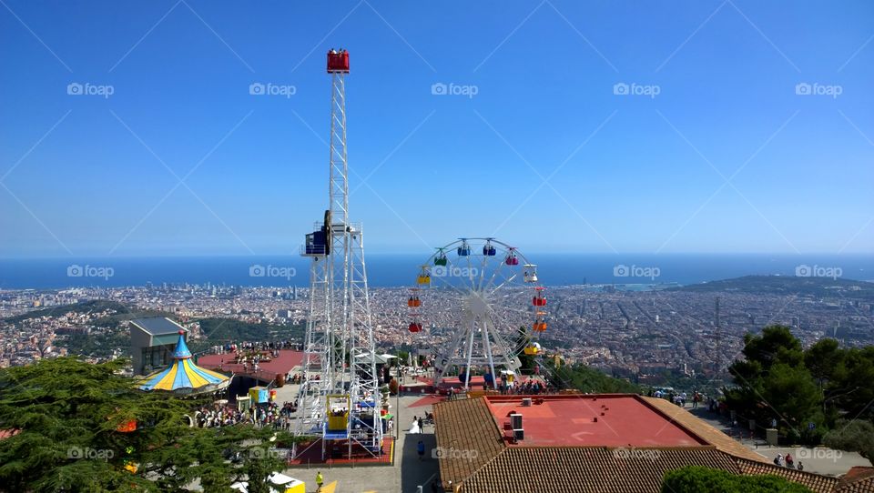 Tibidabo amusement Park. View of Tibidabo Amusement Park in Barcelona, Spain