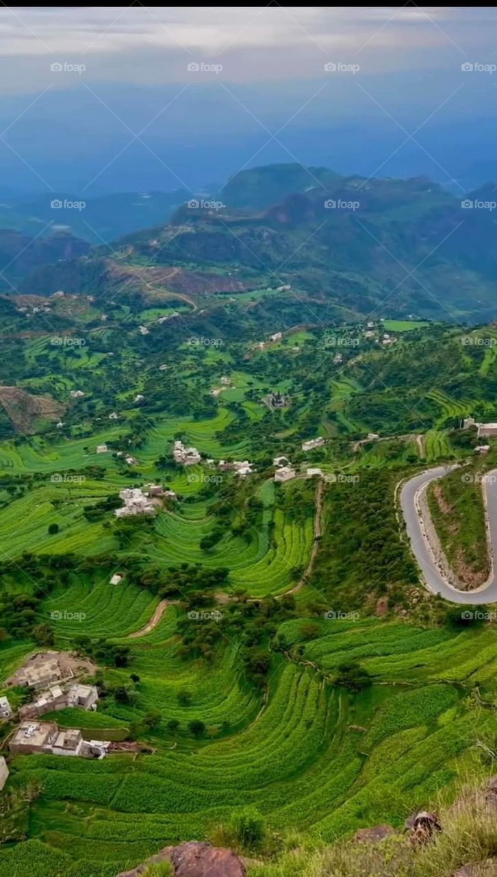Glory be to God, the magnificent and picturesque view and the natural green trees are a view that is nothing more wonderful than it