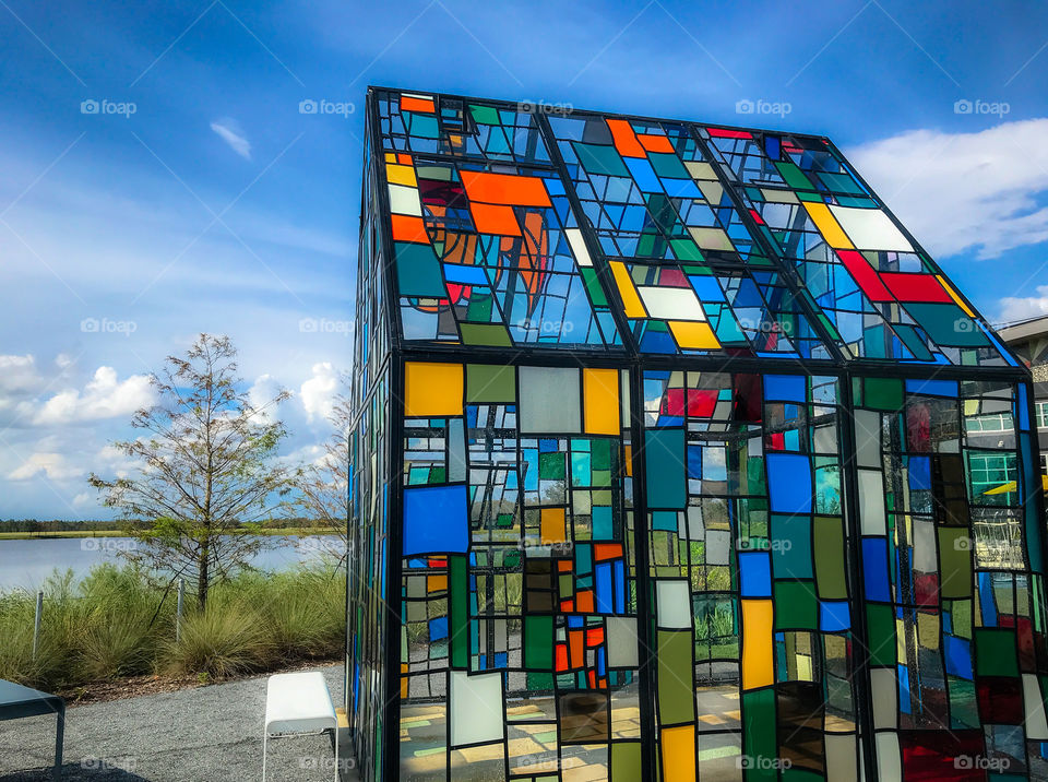 Stained glass art structure greenhouse 