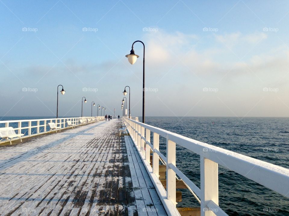 Discovering Poland. Winter Baltic Sea. Pier