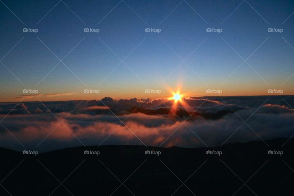 Sunset view from airplane