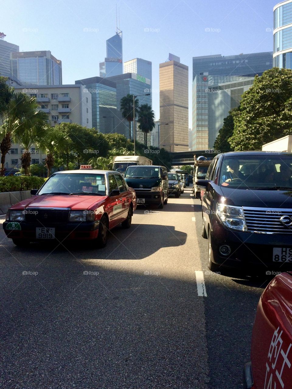 Daily commute in the city at peak hour in car share 
