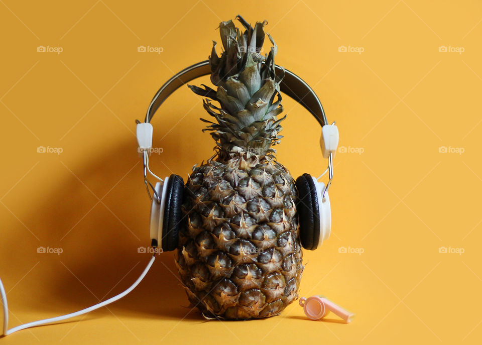 Summer music party with a pineapple