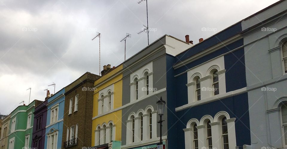 Colored houses with arches