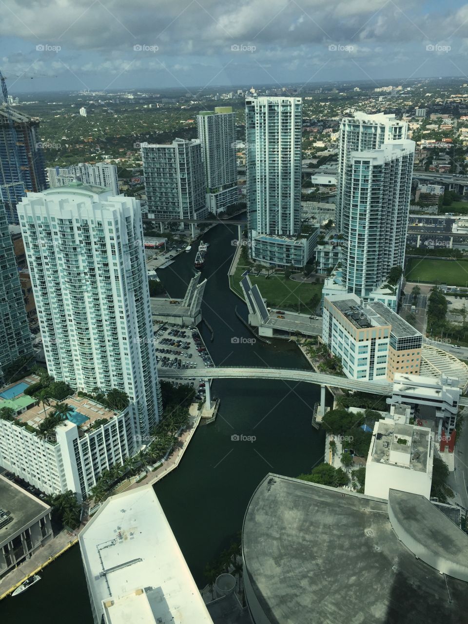 Miami. Buildings by Miami River, Miami, Florida, USA 