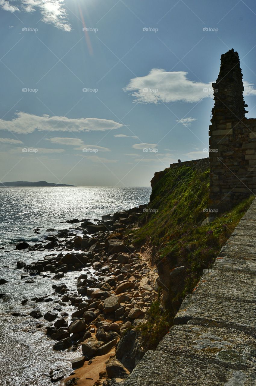 Ancient fortress at Lanzada Beach, Galicia