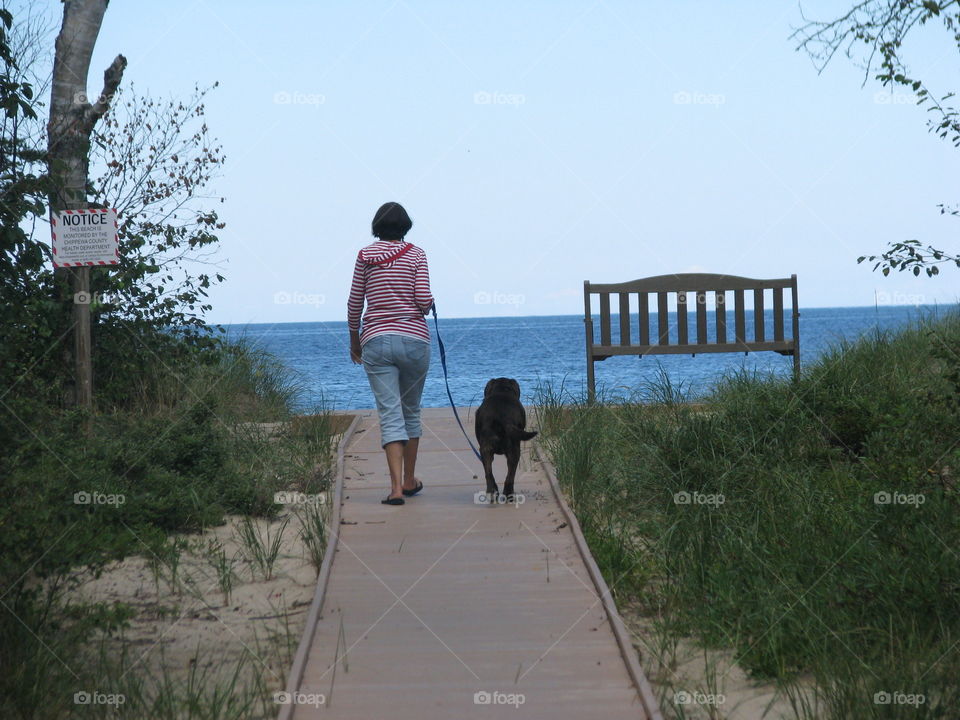 Walking to the beach. Whitefish Bay, Lake Superior.  