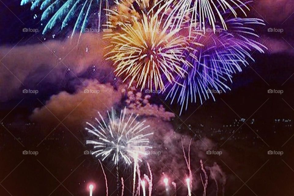 Delightful multicolored fireworks.
