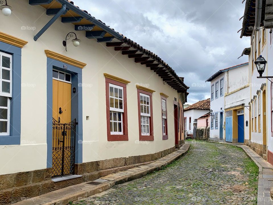 street of colorful houses