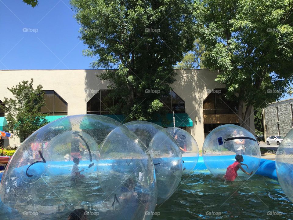 City kids in a temporary pool.