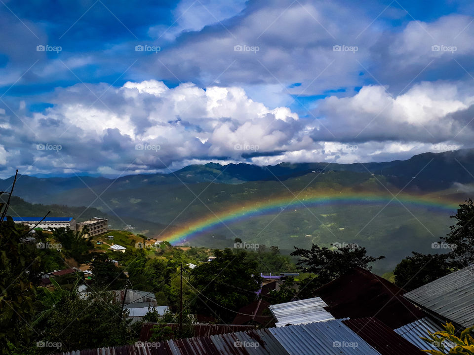 Formation of a rainbow in the highlands of Ukhrul, Manipur, India