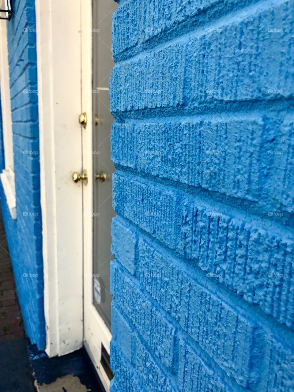 Side View Blue Brick Building