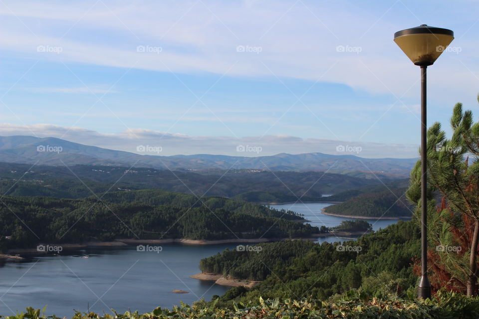 Nature view, mountain, river and green 