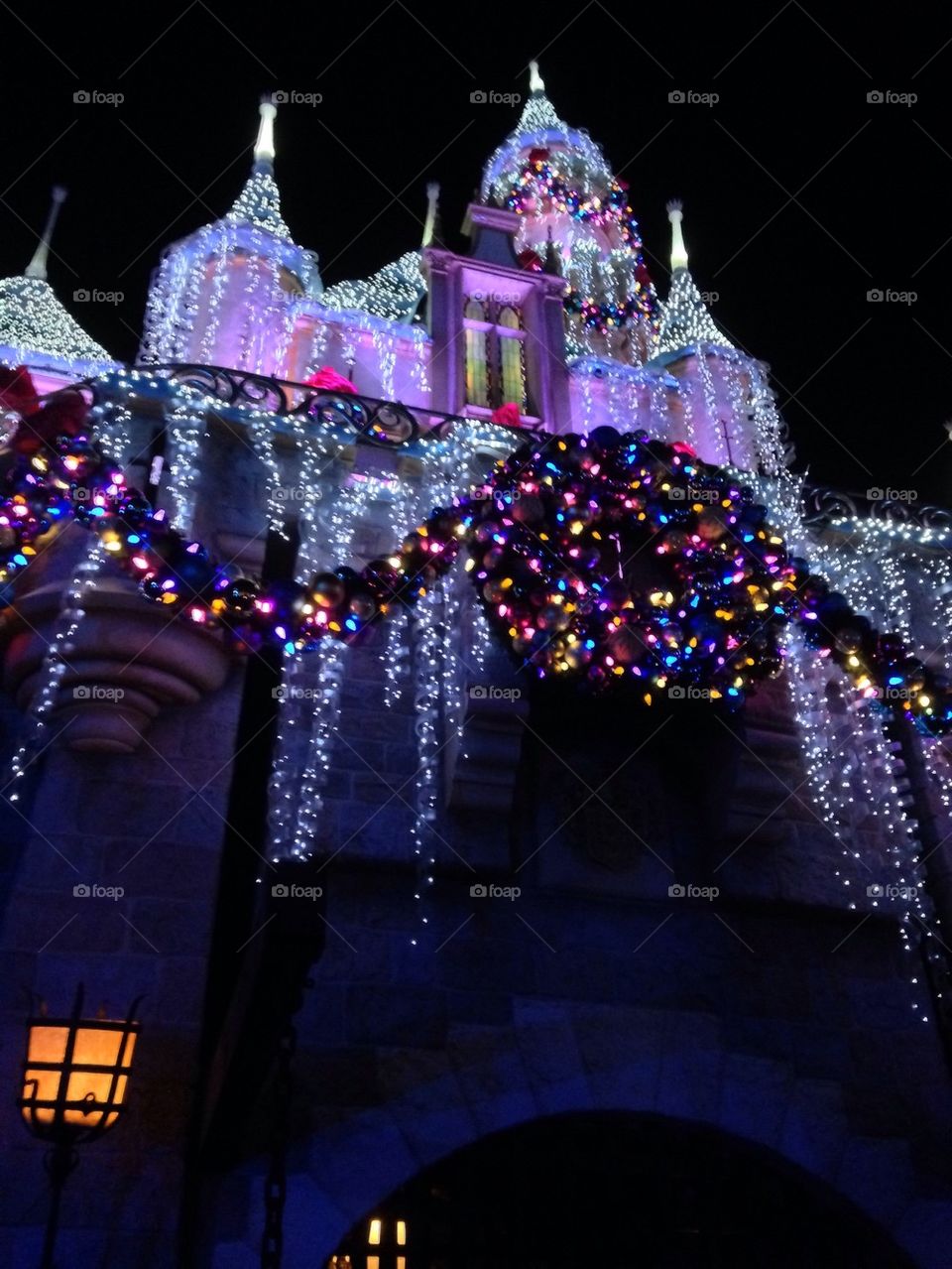 Disneyland castle at Christmas