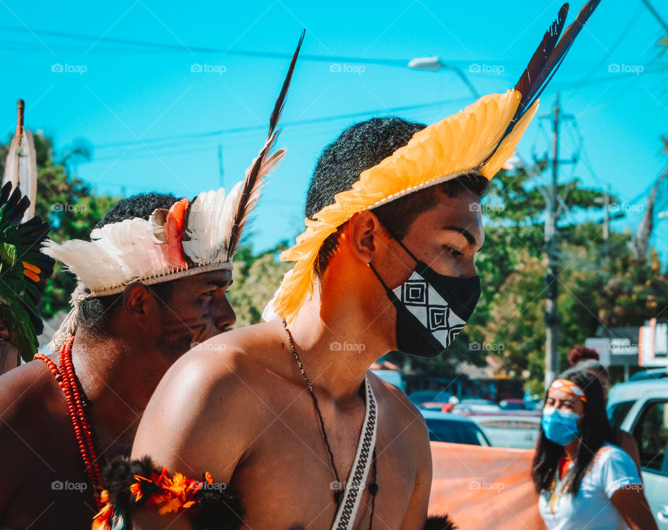 Indigenous Pataxó from the Red Crown Village Bahia Brazil