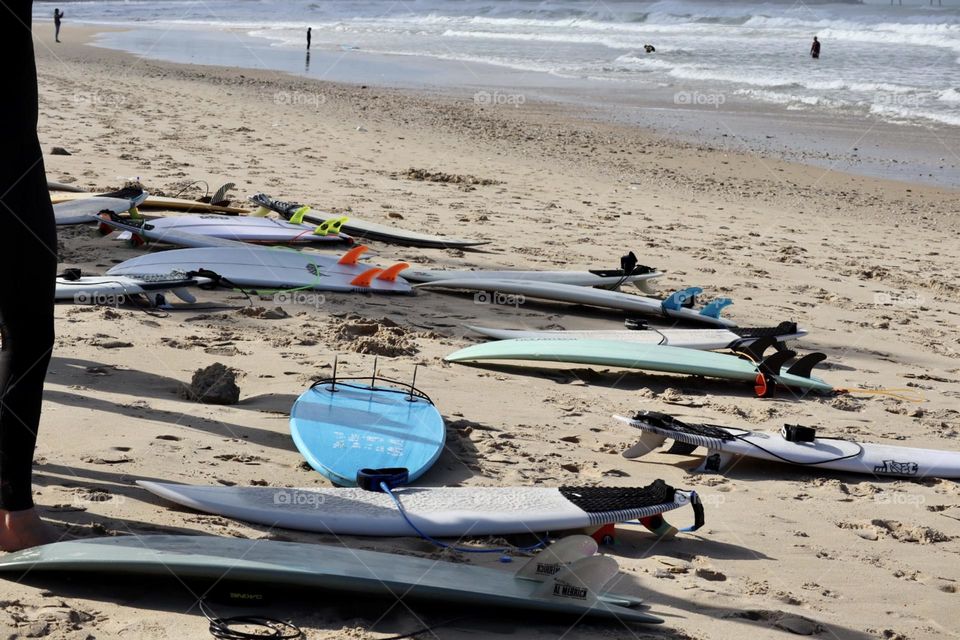 Surfing boards on the beach