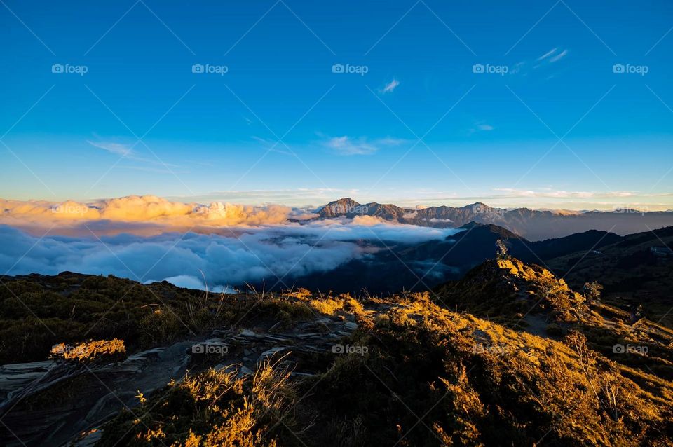 Beautiful mountain natural landscape with sea of clouds