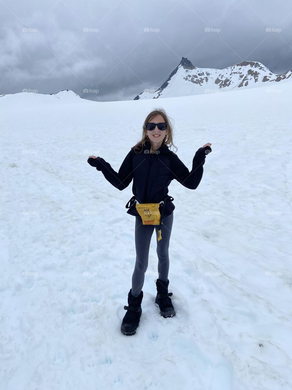 A joy of being on top of an icy glacier and seeing snow for the first time.