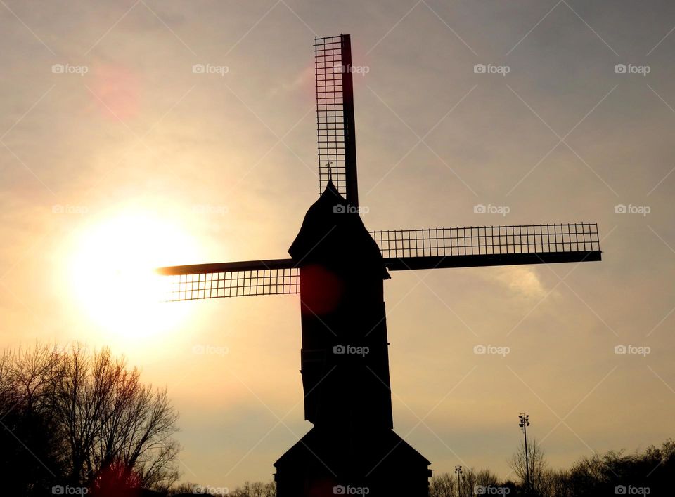 windmill in sunset