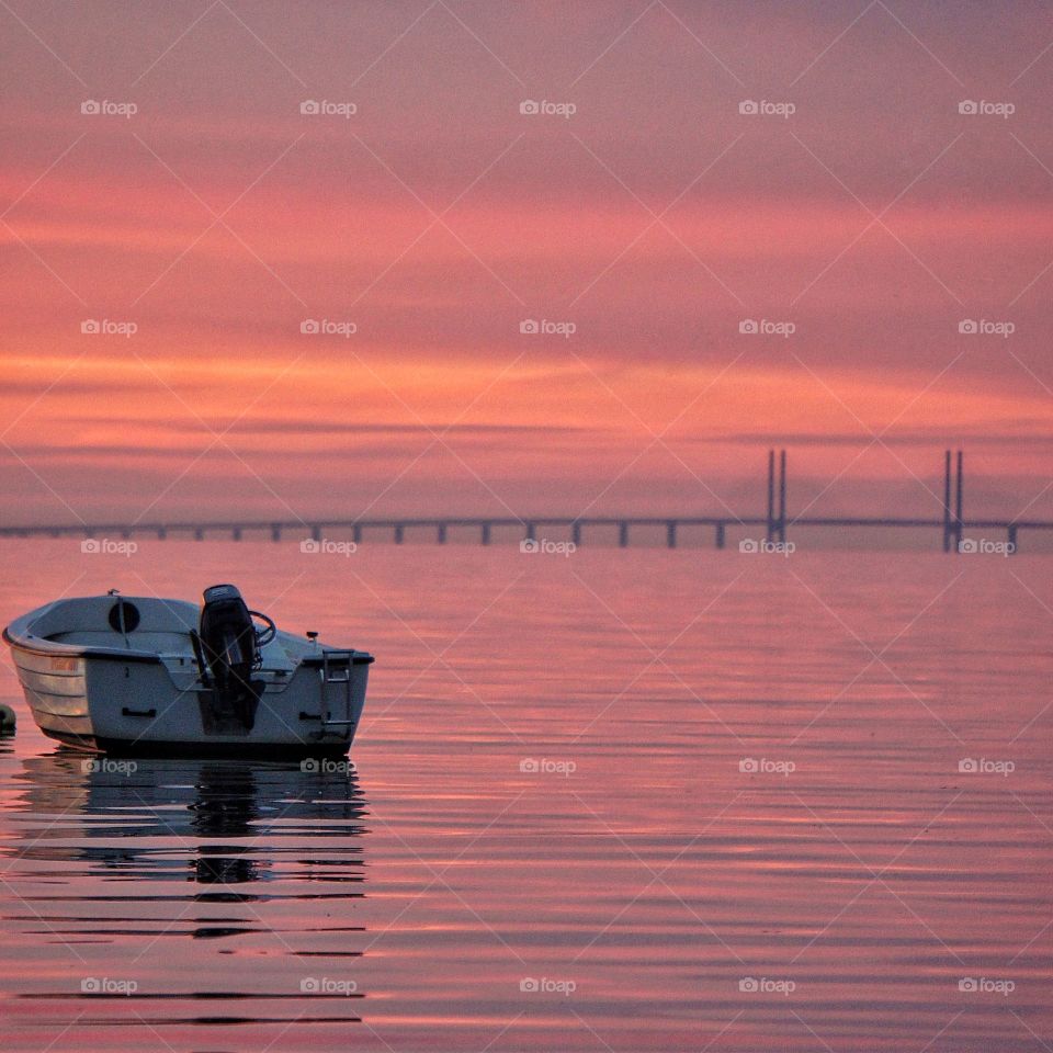 Boat in sunset