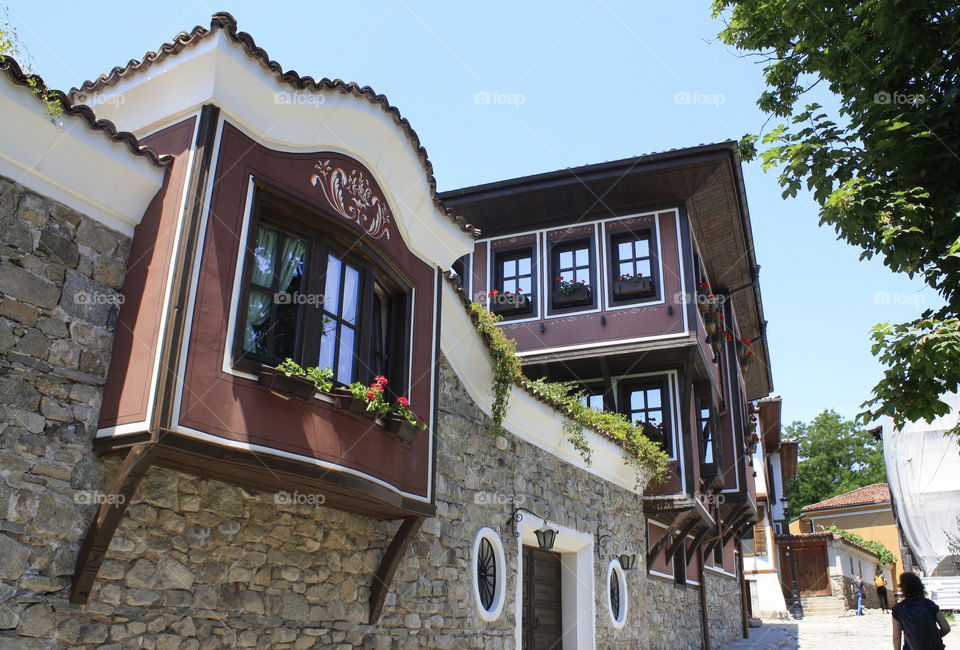 Decorated old houses in The Old town in Plovdiv, Bulgaria.