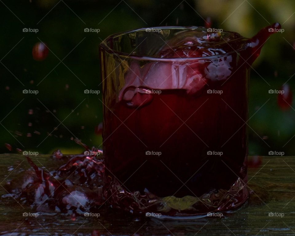 A deep red splash down