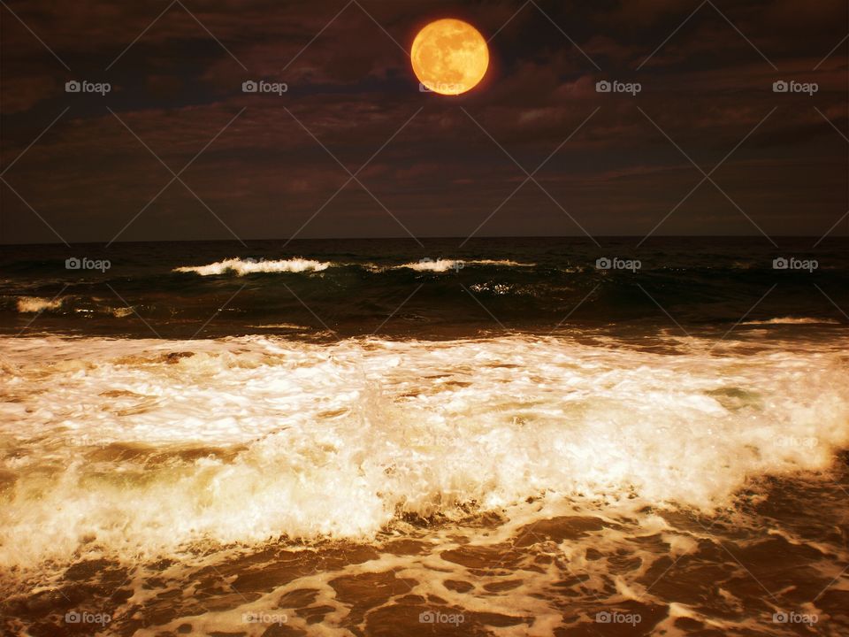 The sea of Palinuro and the moon  (Palinuro - Italy ).