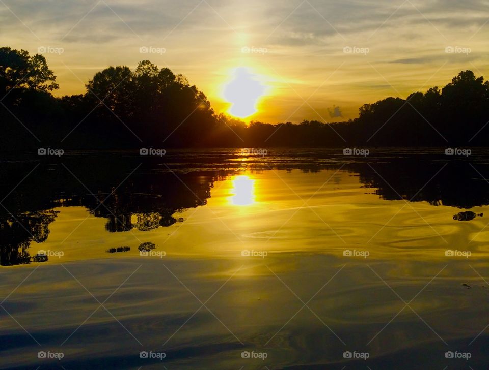 Sunset on pond 