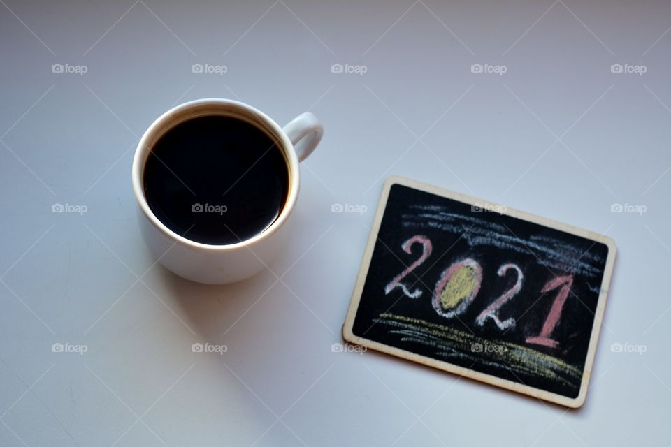 cup of coffee on a white background 2021