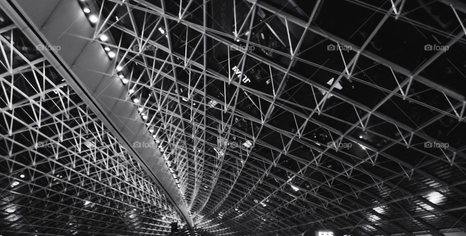 Detail of the structure of Charles de Gaulle airport, Paris.