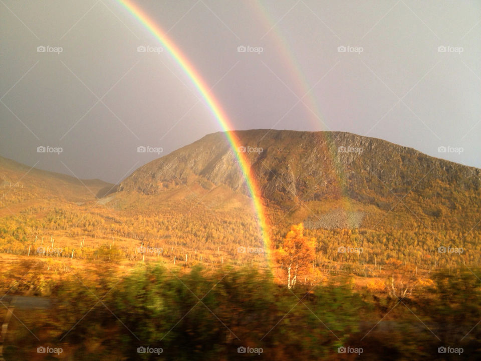norway nature mountain rainbow by veggie