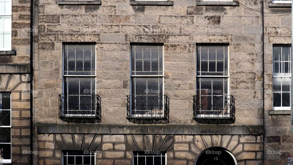 old Victorian glass windows in the Edinburgh Newtown